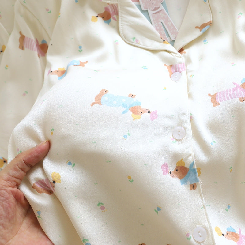 ชุดนอน Muslin Pajamas Organic bamboo รุ่นCheerful Dogs(A1039 E1039 B1039)|ชุดนอนมีบรา,ชุดนอนผู้หญิง