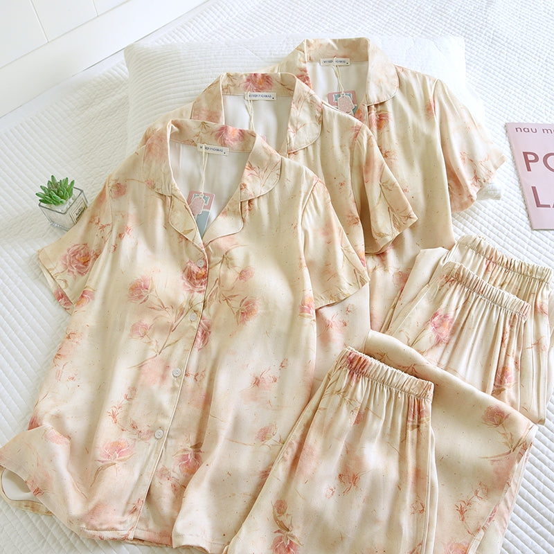 ชุดนอน Muslin Pajamas Organic bamboo รุ่นCotton Flower( A1042 E1042 B1042)|ชุดนอนมีบรา,ชุดนอนผู้หญิง