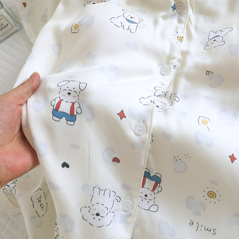 ชุดนอน Muslin Pajamas Organic bamboo รุ่นPuppy Day(A1044 E1044 B1044)|ชุดนอนมีบราในตัว,ชุดนอนผู้หญิง