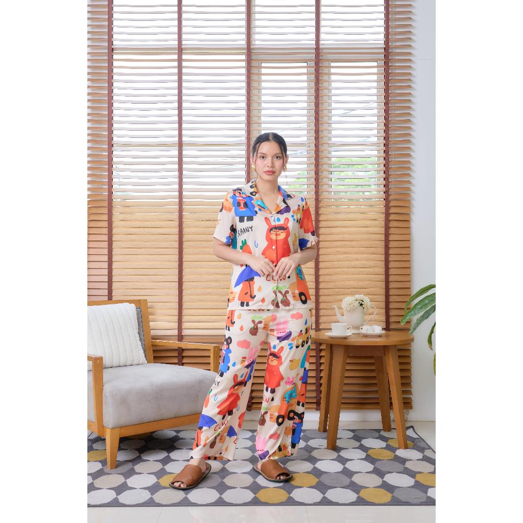 ชุดนอน Muslin Pajamas Silk Satin รุ่น Rainy Boys (N5122 T5122 M5122) | ชุดนอนครอบครัว,ชุดนอนแม่ลูก