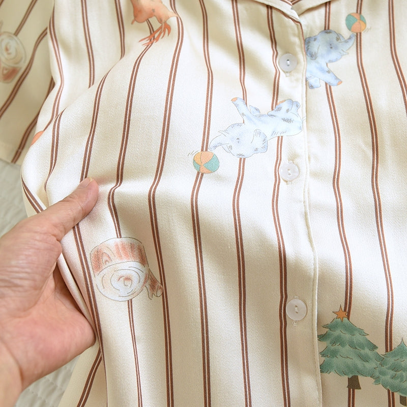 ชุดนอน Muslin Pajamas Organic bamboo รุ่นChirsmas Friends(A1043 E1043 B1043)|ชุดนอนมีบรา