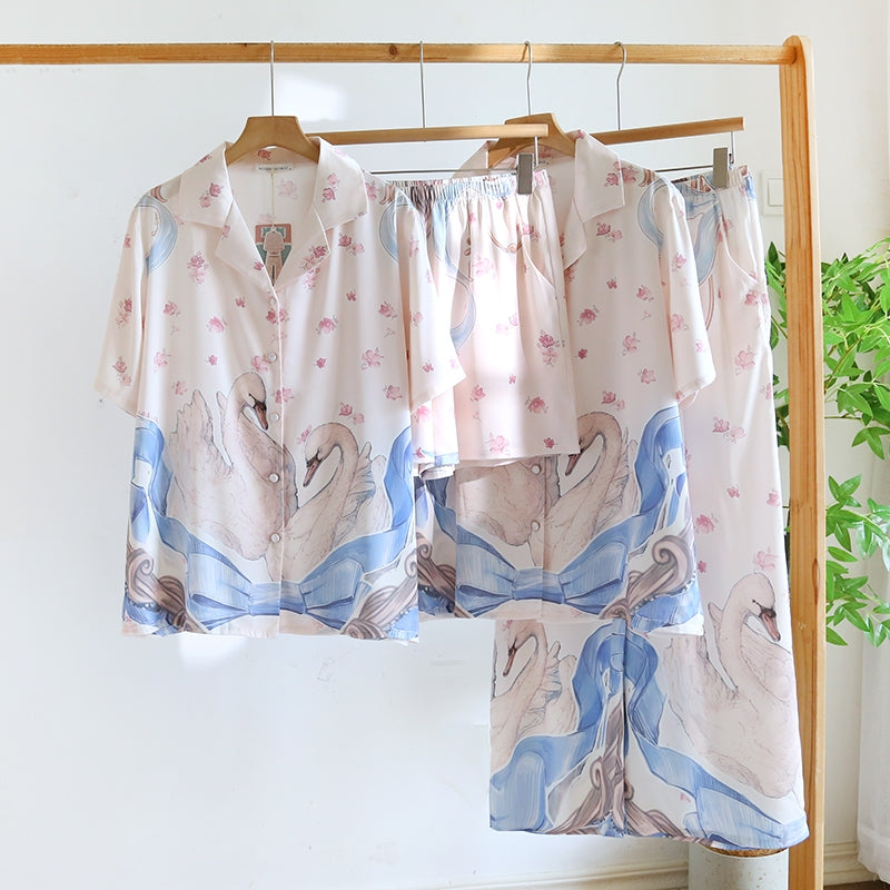 ชุดนอน Muslin Pajamas Silk Satin รุ่นForever Love (N5145 T5145)|ชุดนอนผู้หญิง,ชุดนอนชุดเที่ยว