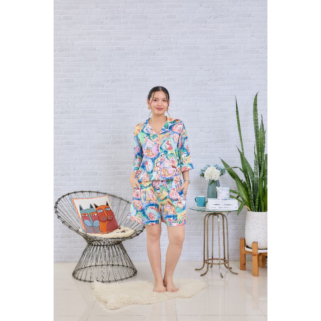 ชุดนอน Muslin Pajamas ชุดนอนSilk Satin รุ่นZoo So Cute ( รุ่น W2150 V2150 L2150) | ชุดนอนผู้หญิง