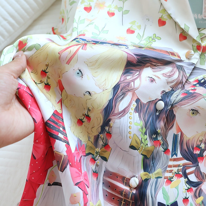 ชุดนอน Muslin Pajamas Silk Satin รุ่น Fairy Picnic (N2186 T2186) | ชุดนอนชุดเที่ยว,ชุดนอนผู้หญิง