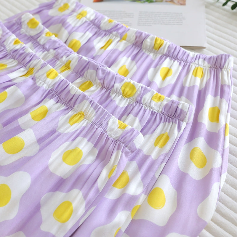 ชุดนอน Muslin Pajamas Organic bamboo รุ่น Purple fried egg (A1060 B1060 E1060) | ชุดนอนผู้หญิง