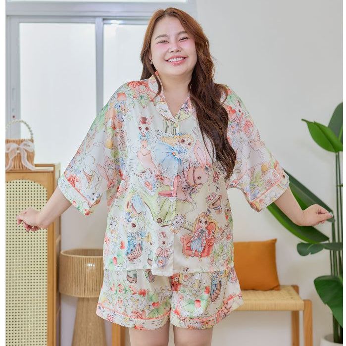 ชุดนอน Muslin Pajamas Silk Satin รุ่น Wonderland Whimsy (W2183 V2183) |ชุดนอนชุดเที่ยว,ชุดนอนผู้หญิง