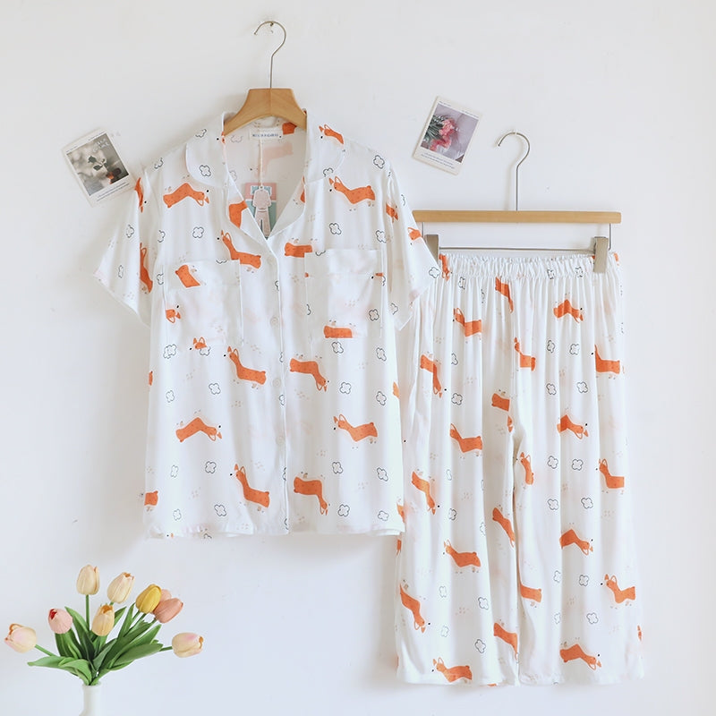 ชุดนอน Muslin Pajamas Organic bamboo รุ่น Four legged Besties (A1072 B1072 E1072) | ชุดนอนผู้หญิง