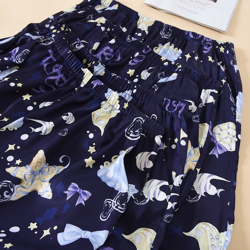ชุดนอน Muslin Pajamas Silk Satin รุ่น Marine beauty (N5173 T5173 L5173 K5173) | ชุดนอนผู้หญิง