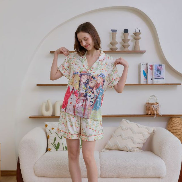 ชุดนอน Muslin Pajamas Silk Satin รุ่น Fairy Picnic (N2186 T2186) | ชุดนอนชุดเที่ยว,ชุดนอนผู้หญิง