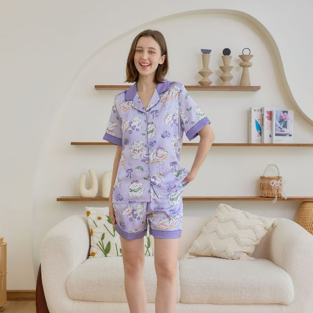 ชุดนอน Muslin Pajamas Silk Satin รุ่น Pastel Pudding (N5155 T5155) | ชุดนอนผู้หญิง