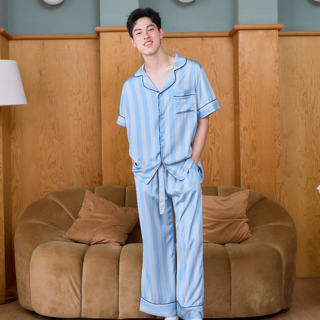 ชุดนอน Muslin Pajamas Collection Muslin Pet รุ่น Blue Cream (N3279 T3279 Y3279 Y3280) | ชุดคู่รัก