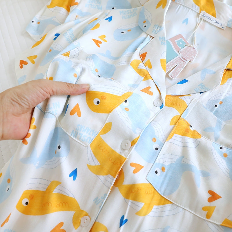 ชุดนอน Muslin Pajamas Organic bamboo รุ่น Whale of a Time (A1069 B1069 E1069) | ชุดผู้หญิง