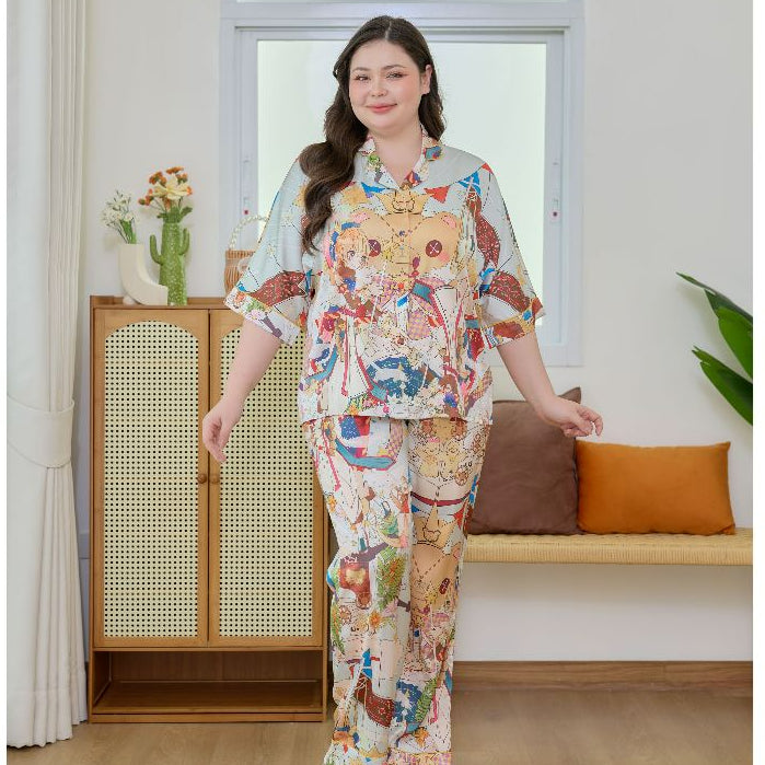 ชุดนอน Muslin Pajamas Silk Satin รุ่น Dreamy Kingdom (W2166 V2166) | ชุดนอนผู้หญิง