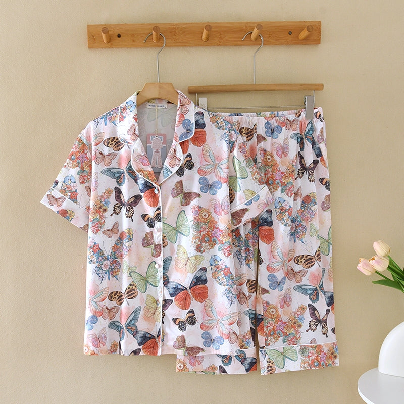 ชุดนอน Muslin Pajamas Silk Satin รุ่น Garden of Wings (W2169 V2169 L2169 K2169) | ชุดนอนชุดเที่ยว