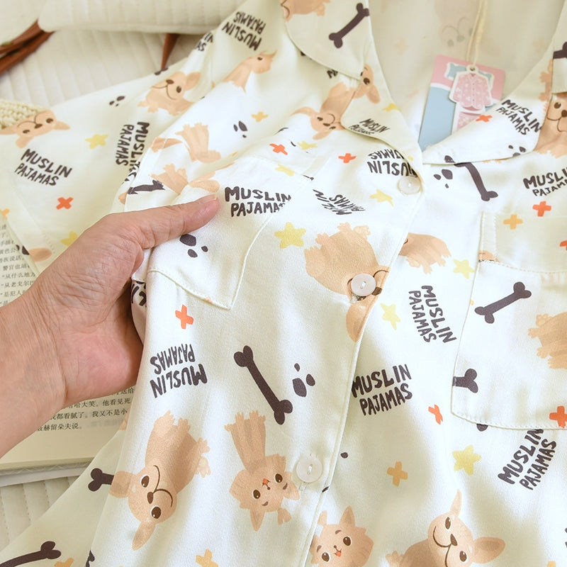 ชุดนอน Muslin Pajamas Organic bamboo รุ่น Puppy Love (A1063 B1063 E1063) | ชุดนอนผู้หญิง