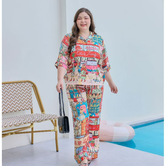 ชุดนอน Muslin Pajamas Silk Satin รุ่น Coco Family (W2176 V2176) | ชุดนอนชุดเที่ยว,ชุดนอนผู้หญิง