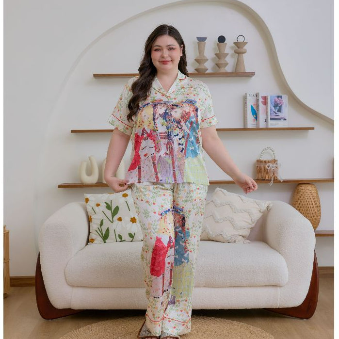 ชุดนอน Muslin Pajamas Silk Satin รุ่น Fairy Picnic (N2186 T2186) | ชุดนอนชุดเที่ยว,ชุดนอนผู้หญิง