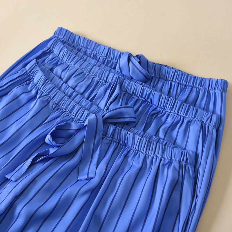 ชุดนอน Muslin Pajamas Silk Satin รุ่น Elegant Stripes (N3307 T3307 P3307) | ชุดนอนผู้หญิง