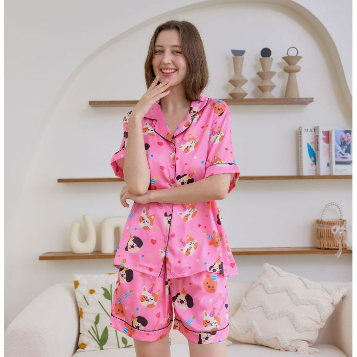 ชุดนอน Muslin Pajamas Silk Satin รุ่น Birthday Buddies (N5156 T5156) | ชุดนอนผู้หญิง