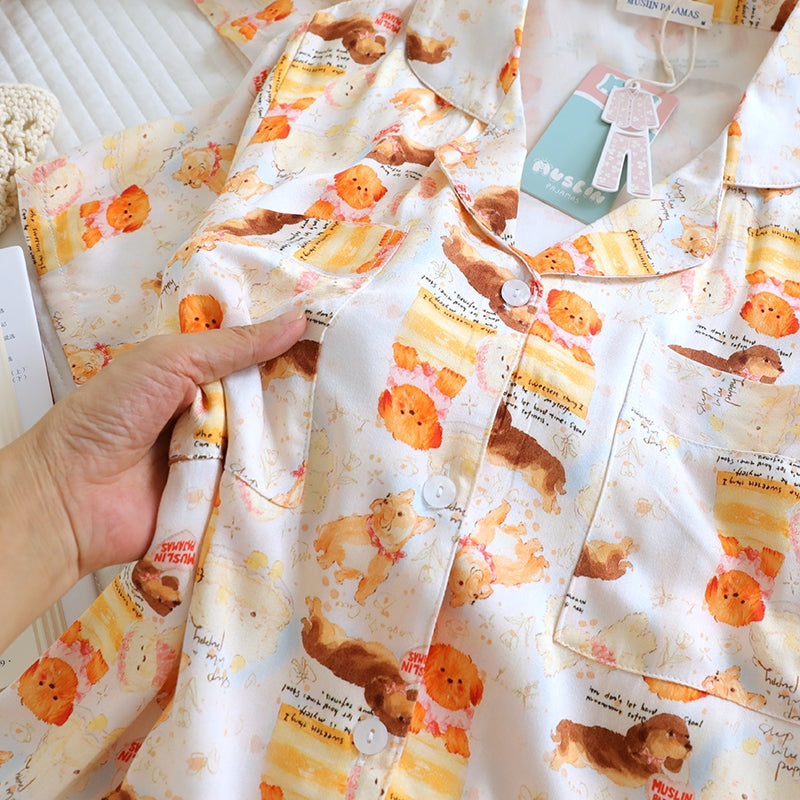 ชุดนอน Muslin Pajamas Organic bamboo รุ่น Sweet Puppy (A1065 B1065 E1065) | ชุดนอนผู้หญิง