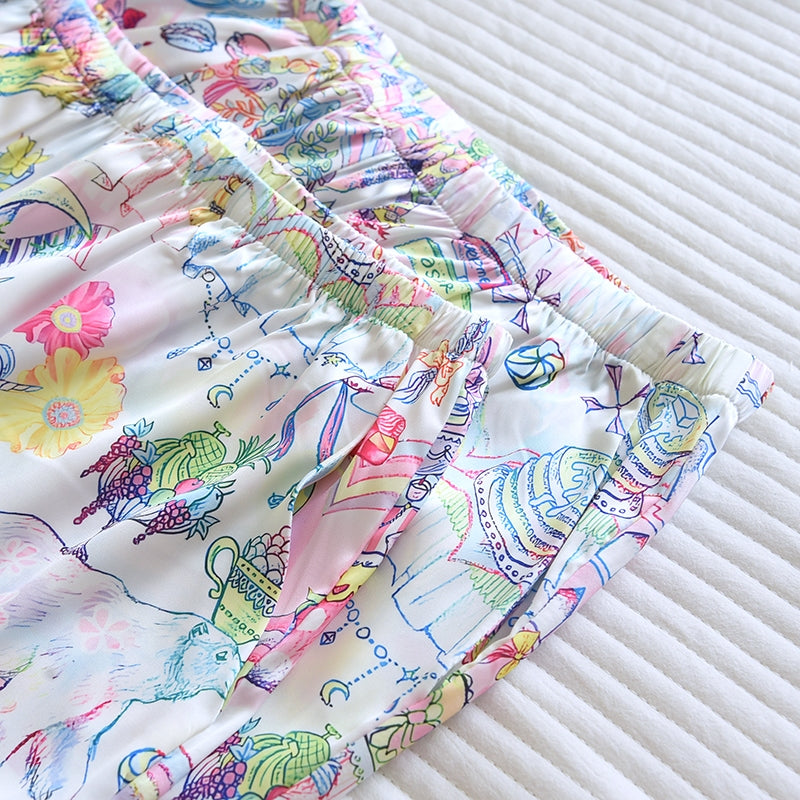 ชุดนอน Muslin Pajamas Silk Satin รุ่น Magical Zoo Fair (N2190 T2190) | ชุดนอนชุดเที่ยว,ชุดผู้หญิง