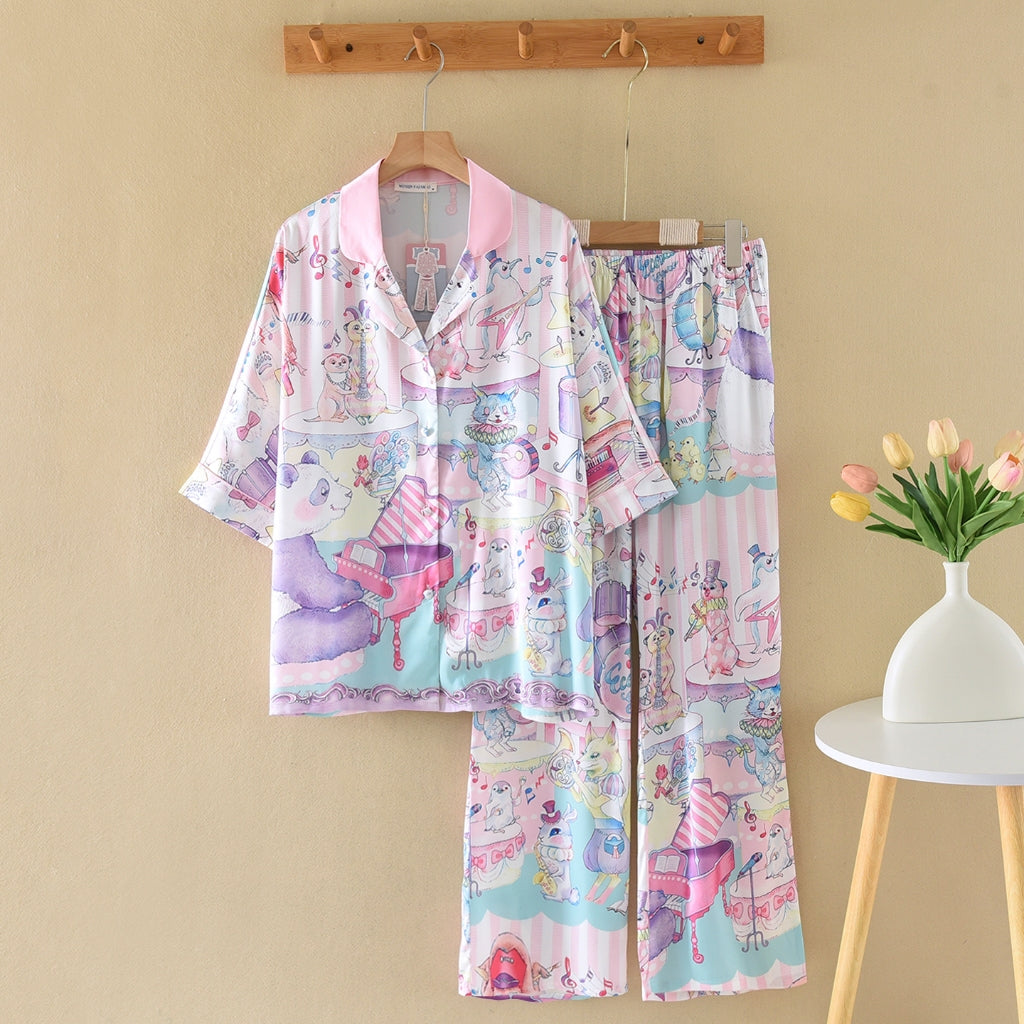 ชุดนอน Muslin Pajamas Silk Satin รุ่น Pastel Harmony (W2196 V2196 L2196) | ชุดผู้หญิง,ชุดเที่ยว
