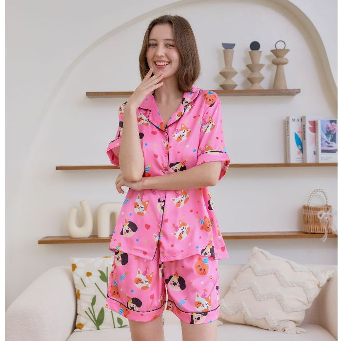 ชุดนอน Muslin Pajamas Silk Satin รุ่น Birthday Buddies (N5156 T5156) | ชุดนอนผู้หญิง