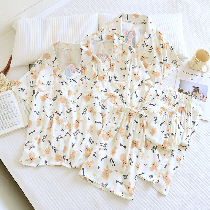 ชุดนอน Muslin Pajamas Organic bamboo รุ่น Puppy Love (A1063 B1063 E1063) | ชุดนอนผู้หญิง