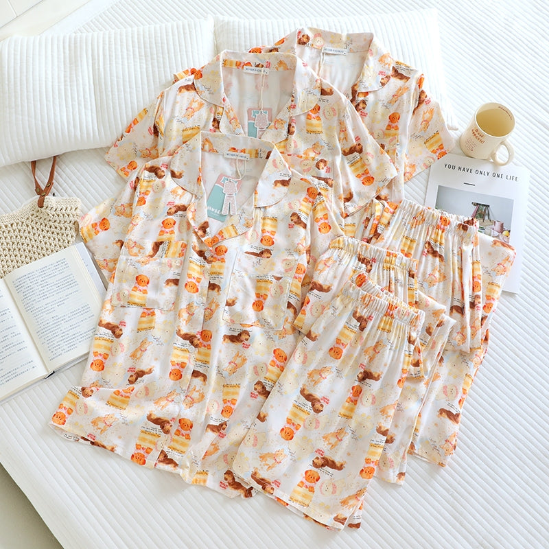 ชุดนอน Muslin Pajamas Organic bamboo รุ่น Sweet Puppy (A1065 B1065 E1065) | ชุดนอนผู้หญิง